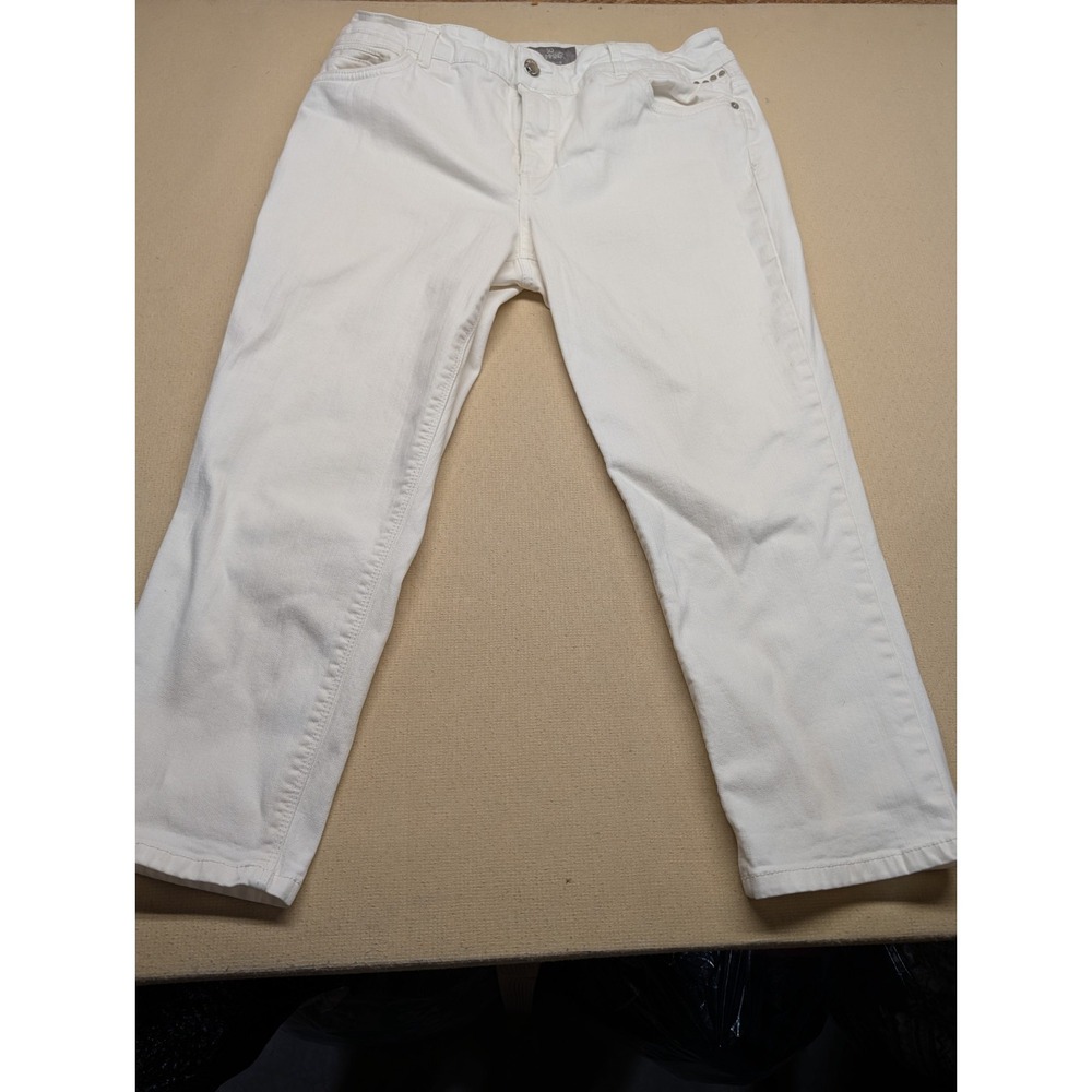 Chico's Women's Pants Size 2 Large White Denim Straight Leg So Slimming